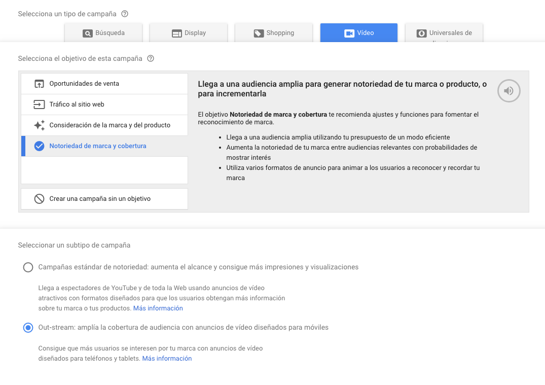 Primer paso para crear una campaña de vídeo outstream
