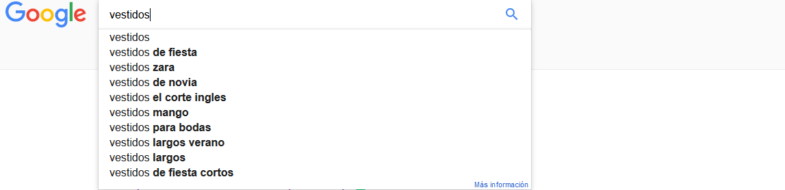 Google Instant te mostrará sugerencias de keywords compuestas por varias palabras