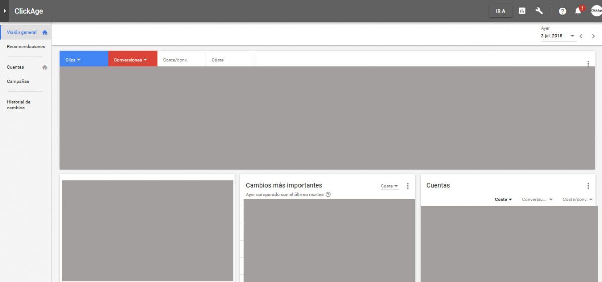 La plataforma de anuncios de pago Google Ads dispone de una interfaz con visión general