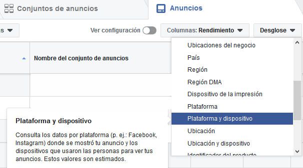 Es posible conocer los datos de rendimiento de cada una de las ubicaciones de tus anuncios de pago en el administrador de anuncios de tu cuenta
