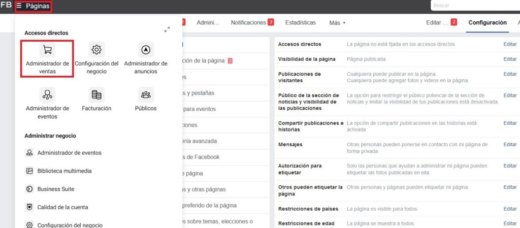 Crear una tienda en Facebook se hace desde el Business Manager