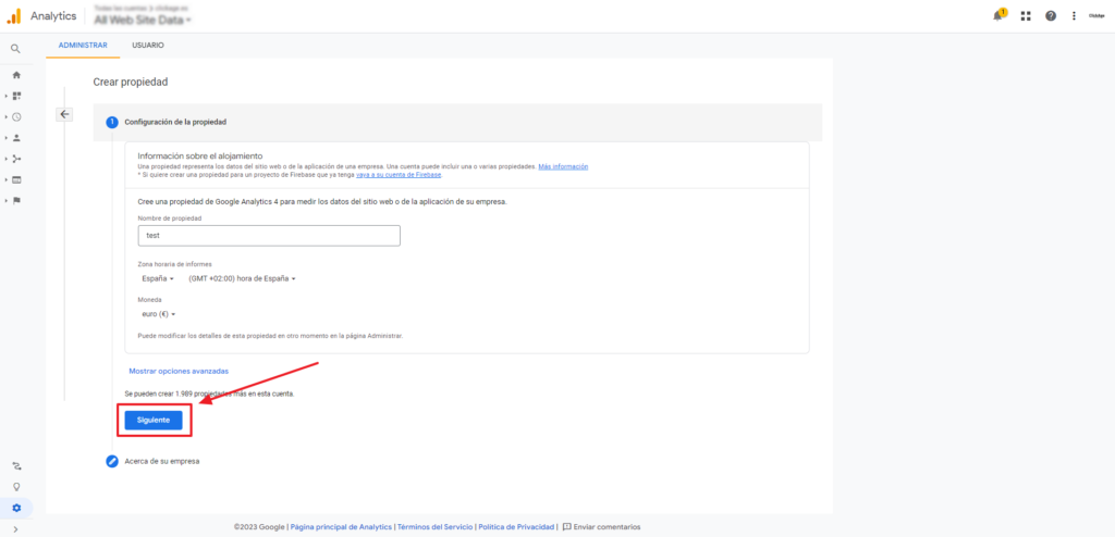 Puedes ajustar tu propiedad en el asistente de configuración
